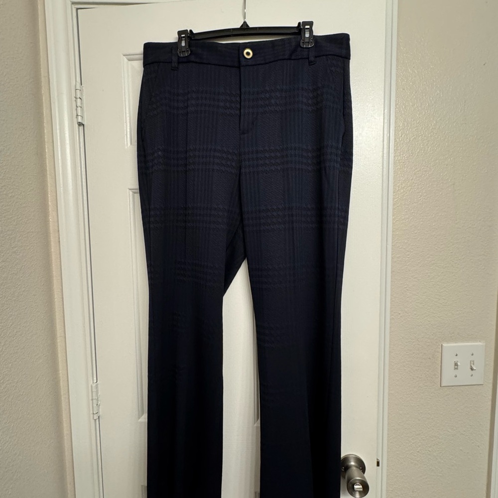 CAbi Women’s Dark Navy Plaid Dress Pants